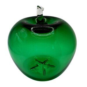 Green Apple Blown Glass Figurine Accent Hollow Teacher Gift